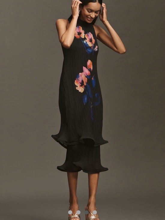Anthropologie Dresses & Skirts - By Anthropologie Sleeveless Mock-Neck Plissé Midi Dress small Wedding guest NWT